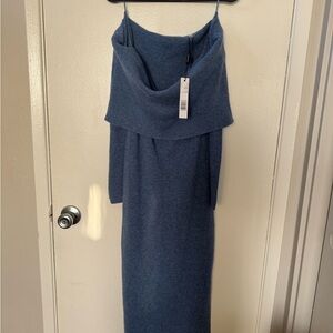 Heritage Sofia Cashmere Elegant Blue Off-Shoulder Dress